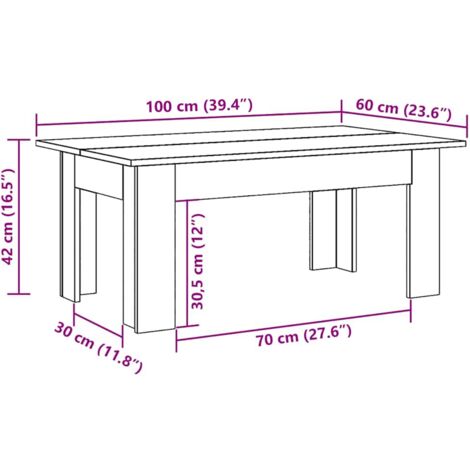 Coffee Table Concrete Grey 100x60x42 cm Engineered Wood vidaXL