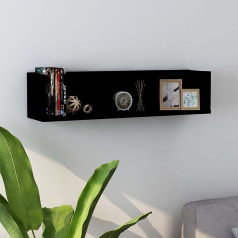 CD Wall Shelf Black 75x18x18 cm Engineered Wood vidaXL