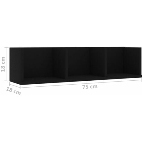 CD Wall Shelf Black 75x18x18 cm Engineered Wood vidaXL