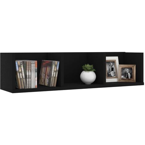 CD Wall Shelf Black 75x18x18 cm Engineered Wood vidaXL
