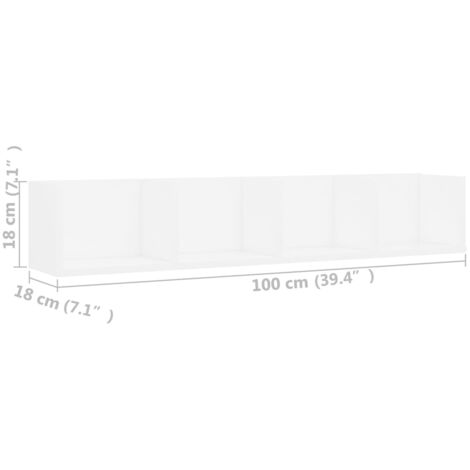 CD Wall Shelf White 100x18x18 cm Engineered Wood vidaXL