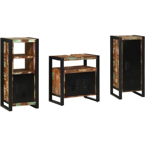 Bathroom Furniture Set with Drawer 3 pcs Solid Reclaim Wood vidaXL (1/5)