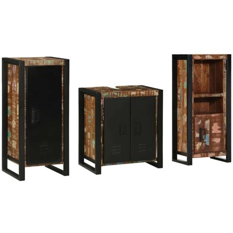 Bathroom Furniture Set with Drawer 3 pcs Solid Reclaim Wood vidaXL (1/5)