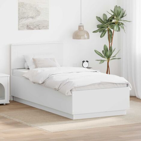 Bed Frame with Headboard White 70 x 190 cm Engineered Wood vidaXL (1/5)