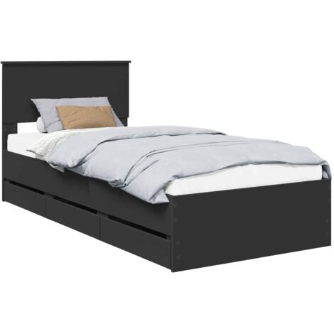 Bed Frame with Drawer Black 90 x 200 cm Engineer Wood vidaXL (1/5)