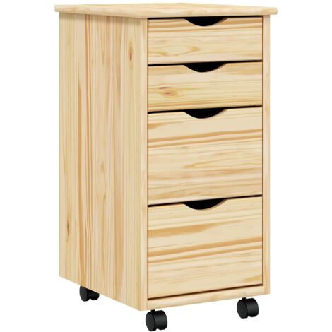 Rolling Cabinet with Desk MOSS Clear Varnish 34 x 39 x 65.5 cm vidaXL (1/5)