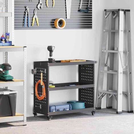 Tool Trolley with Shelf Black 75 x 35 x 73 cm Cold-rolled Steel vidaXL (1/5)