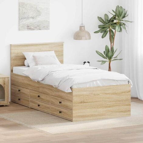 Daybed Manual Sonoma Oak and Black 100 x 200 cm Engineered Wood vidaXL