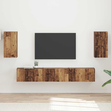 TV Cabinet Set Wall-mounted 5 pcs Old Wood Engineered Wood vidaXL