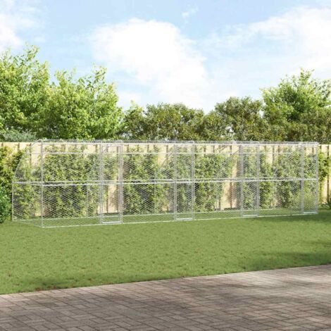 Dog Kennel 4 pcs Silver 8 x 2 x 2 m Galvanised steel vidaXL