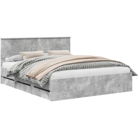 Bed Frame with Drawer Concrete Grey 160 x 200 cm Engineer Wood vidaXL (1/5)