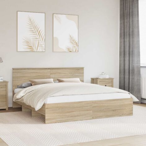 Bed Frame Sonoma Oak 180 x 200 cm Engineered Wood vidaXL (1/5)