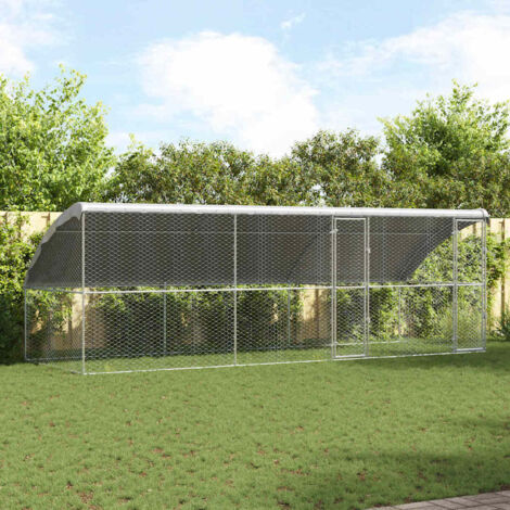 Dog Kennel 3 pcs Silver 6 x 2 x 2 m Galvanised steel vidaXL