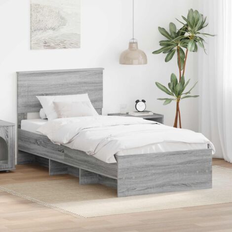 Bed Frame Grey Sonoma 80 x 200 cm Engineered Wood vidaXL (1/5)