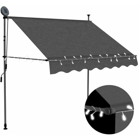 vidaXL Manual Retractable Awning with LED 150 cm Anthracite - Anthracite