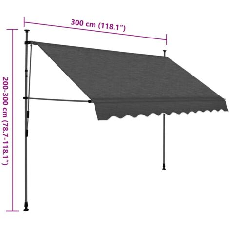 Manual Retractable Awning with LED 300 cm Anthracite vidaXL