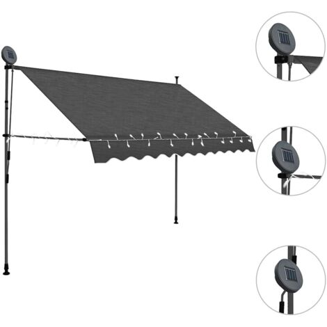 Manual Retractable Awning with LED 300 cm Anthracite vidaXL