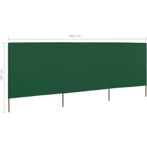 3-panel Wind Screen Fabric 400x160 cm Green vidaXL