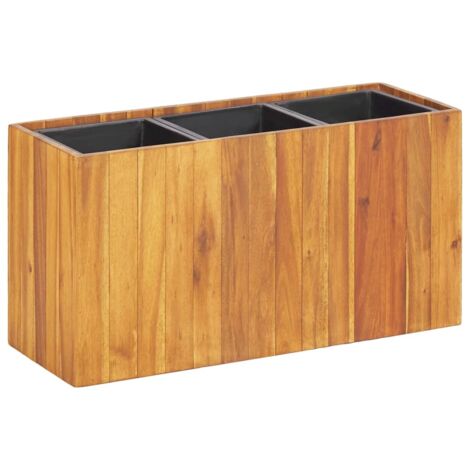 Garden Raised Bed with 3 Pots Solid Acacia Wood vidaXL (1/5)