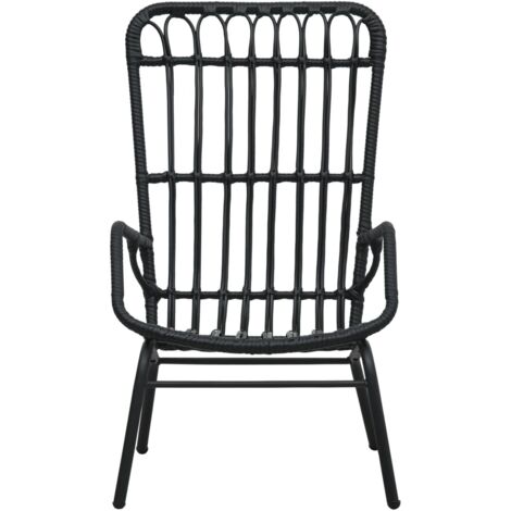 Garden Chair Poly Rattan Black vidaXL