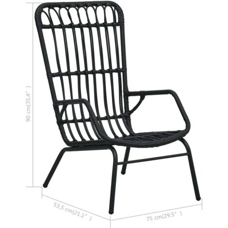 Garden Chair Poly Rattan Black vidaXL