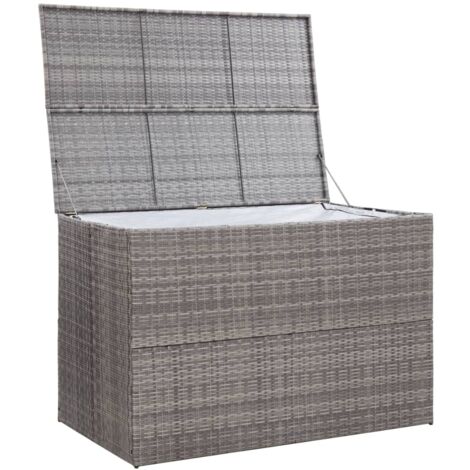 Garden Storage Box Grey 150x100x100 cm Poly Rattan vidaXL