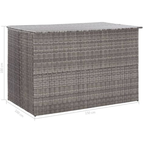 Garden Storage Box Grey 150x100x100 cm Poly Rattan vidaXL