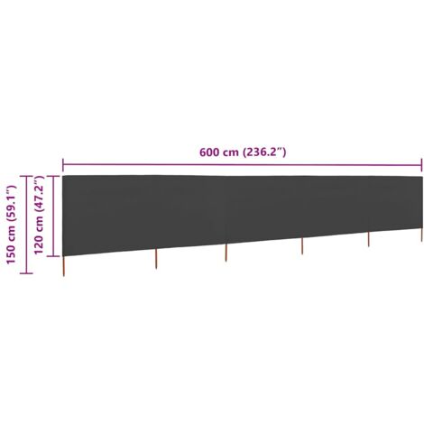5-panel Wind Screen Fabric 600x120 cm Anthracite vidaXL