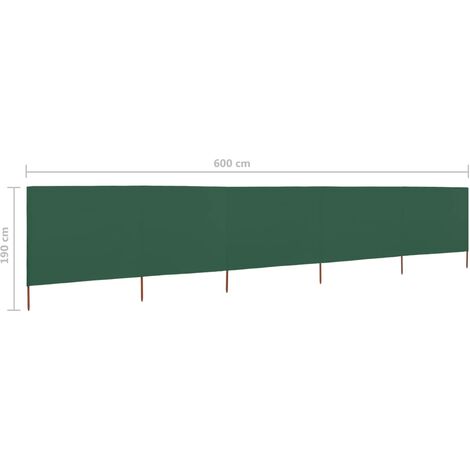 5-panel Wind Screen Fabric 600x160 cm Green vidaXL