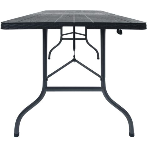 Folding Garden Table Black 180x75x72 cm HDPE Imitation Rattan vidaXL