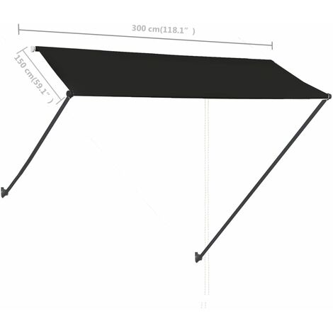 Retractable Awning with LED 300x150 cm Anthracite vidaXL