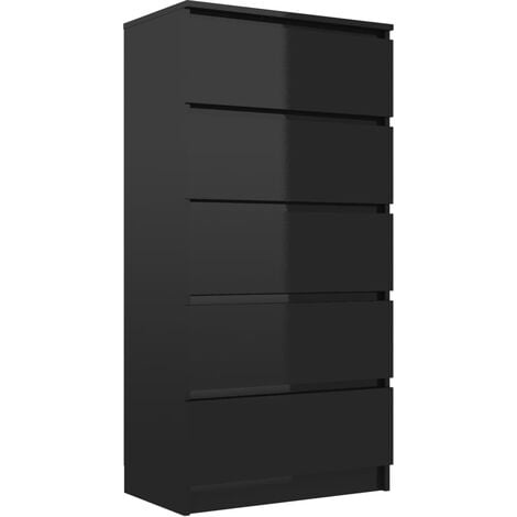 vidaXL Drawer Sideboard 60x35x121 cm Chipboard High Gloss Black