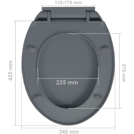 Soft-Close Toilet Seat Grey Oval vidaXL