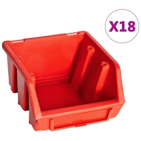 32 Piece Storage Bin Kit with Wall Panels Red and Black vidaXL