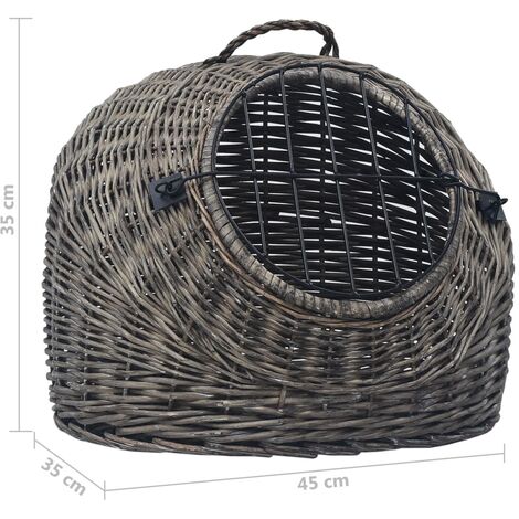 Cat Transporter Grey 45x35x35 cm Natural Willow vidaXL