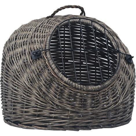 Cat Transporter Grey 45x35x35 cm Natural Willow vidaXL