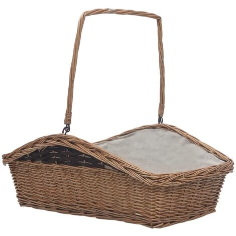 Firewood Basket with Handle 61.5x46.5x58 cm Brown Willow vidaXL