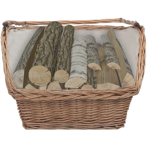 Firewood Basket with Handle 61.5x46.5x58 cm Brown Willow vidaXL