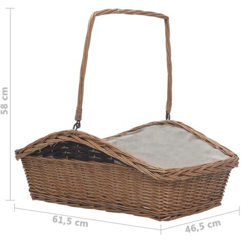 Firewood Basket with Handle 61.5x46.5x58 cm Brown Willow vidaXL