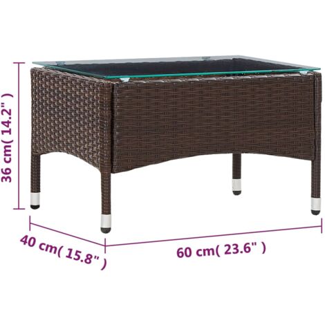 Coffee Table Brown 60x40x36 cm Poly Rattan vidaXL