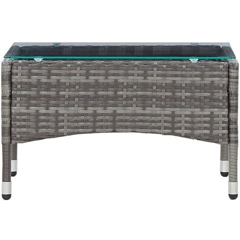 Coffee Table Grey 60x40x36 cm Poly Rattan vidaXL