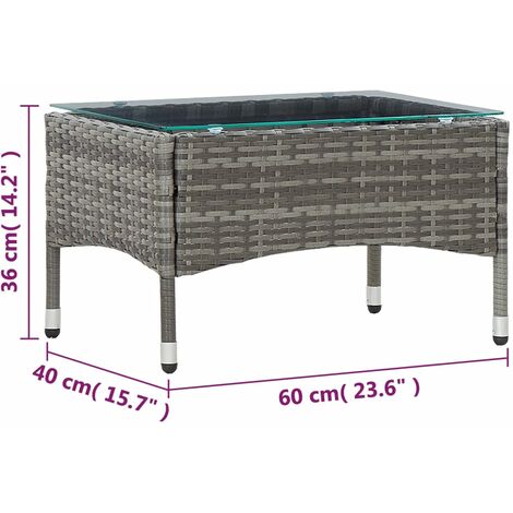 Coffee Table Grey 60x40x36 cm Poly Rattan vidaXL
