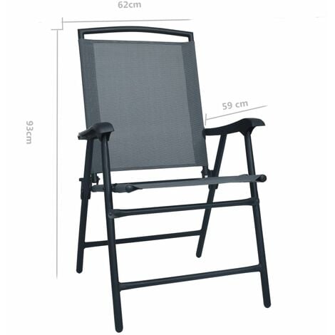 Folding Garden Chairs 2 pcs Texilene Grey vidaXL