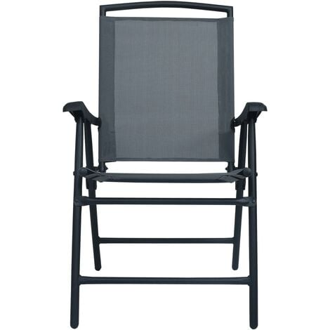 Folding Garden Chairs 2 pcs Texilene Grey vidaXL