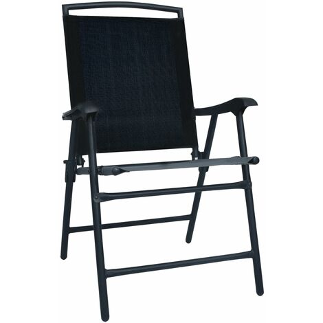 Folding Garden Chairs 2 pcs Texilene Black vidaXL
