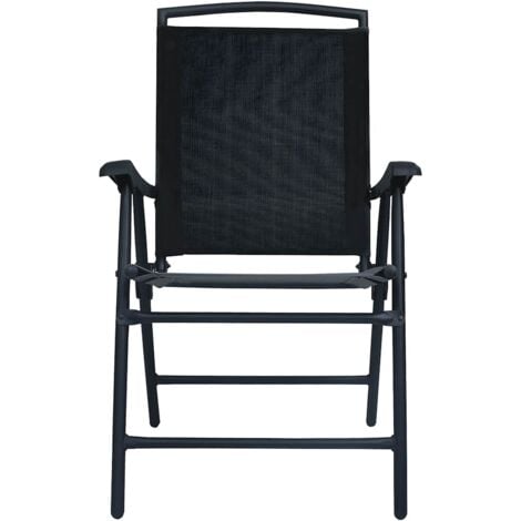 Folding Garden Chairs 2 pcs Texilene Black vidaXL