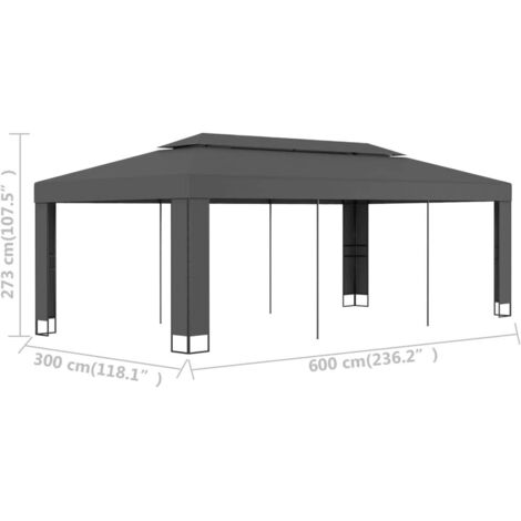 Gazebo with Double Roof 3x6 m Anthracite vidaXL