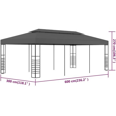 Gazebo Marquee 3x6 m Anthracite vidaXL