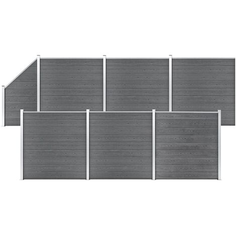 WPC Fence Set 6 Square + 1 Slanted 1138x186 cm Grey vidaXL