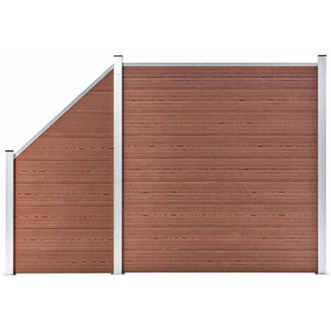 WPC Fence Set 1 Square + 1 Slanted 273x186 cm Brown vidaXL